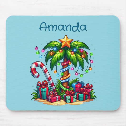 Tapis De Souris Tropical Christmas Holiday Palm Tree (Devant)