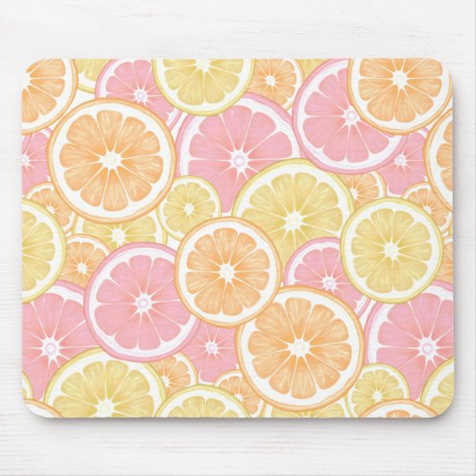 Tapis De Souris Tropical Citrus rose orange jaune Fruit été (Devant)