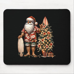 Tapis De Souris Tropical Noël Santa Surfant Plage Hibiscus Xm