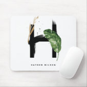 Tapis De Souris Tropical Palm Leaf Letter H Monogram Personalized (Avec souris)