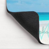 Tapis De Souris Tropical Sandy Beach Turquoise Monogramme Texte Pa (Coin)
