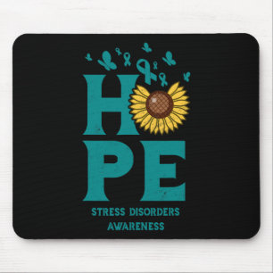 Tapis De Souris Troubles de Stress Teal Espoir Tournesol Vintage S