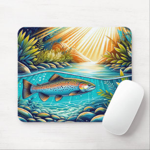 Tapis De Souris Truite dans la faune forestière de la rivière cris