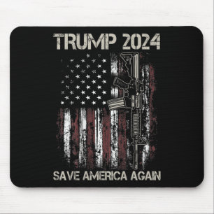 Tapis De Souris Trump 2024 Sauvez à nouveau l'Amérique un pistolet