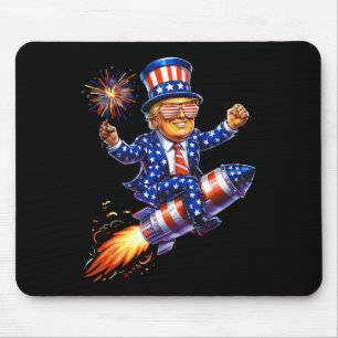 Tapis De Souris Trump 2025 Joyeux 4 Juillet Trump Drapeau Américai