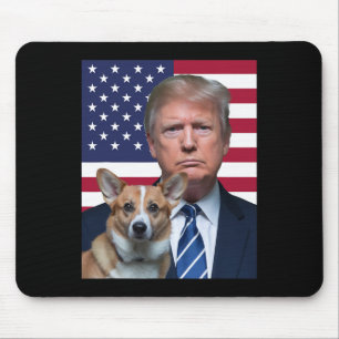 Tapis De Souris Trump Et Pembroke Welsh Corgi Dog Usa Drapeau Else