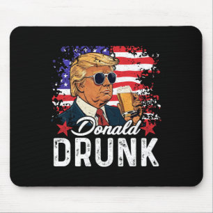 Tapis De Souris Trump ivre boit de la bière 4 juillet drapeau amér