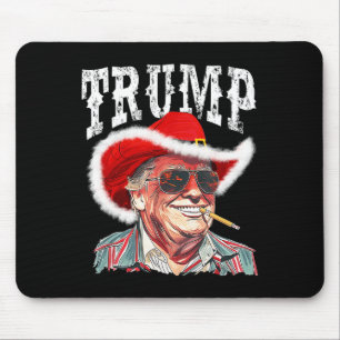 Tapis De Souris Trump Père Noël Cowboy Casquette Noël Texas Wester