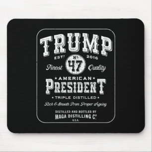 Tapis De Souris Trump Président 47 Vintage Whiskey Étiquette 2024 