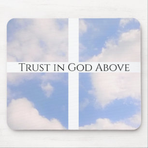 Tapis De Souris Trust in God Cross White and Blue Easter