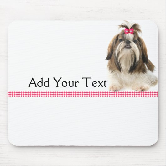 Tapis De Souris Tsu de Shih avec l'arc rose à la frontière rose de (Devant)