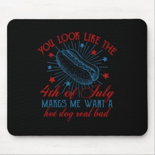 Tapis De Souris Tu As L'Air Du 4 juillet Hot Dog Hommes Américains