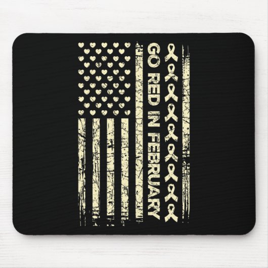 Tapis De Souris Tu Red Ribbon Heart Disease Awareness Don America (Devant)