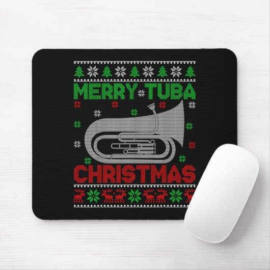Tapis De Souris Tuba Music Lover Xmas Lighting Ugly Merry Tuba Chr (Avec souris)