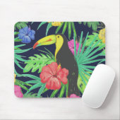 Tapis De Souris Tucan tropical et forêt tropicale Feuille (Avec souris)