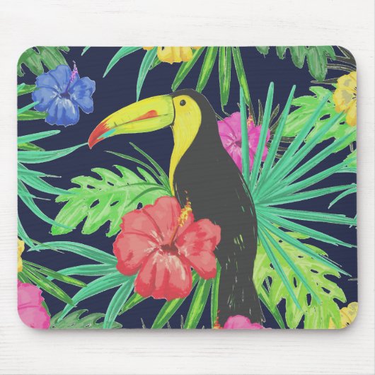 Tapis De Souris Tucan tropical et forêt tropicale Feuille (Devant)
