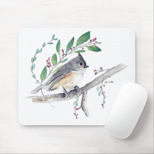 Tapis De Souris Tufé Titmouse Oiseau Art
