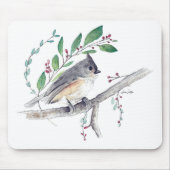 Tapis De Souris Tufé Titmouse Oiseau Art (Devant)