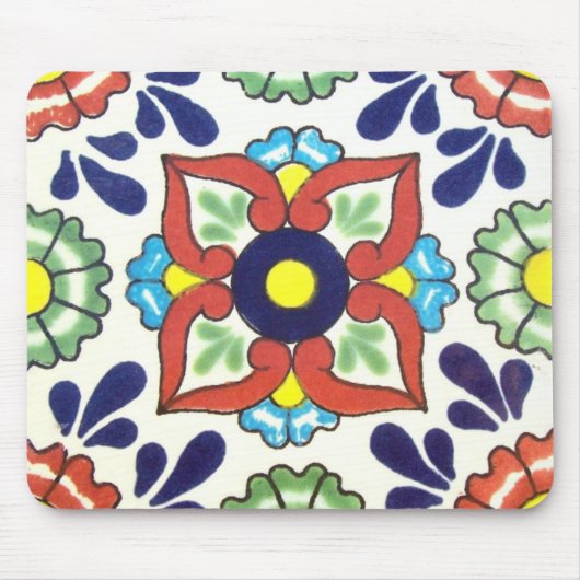 Tapis De Souris Tuile de Talavera de Mexicain (rouge, vert, jaune, (Devant)
