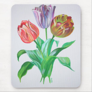 Tapis De Souris Tulip Trio Fleurs Artistiques colorées
