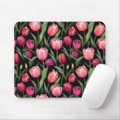 Tapis De Souris Tulipe florale rose et rouge (Avec souris)