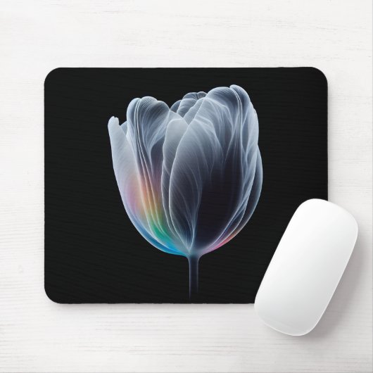 Tapis De Souris Tulipe Iridescente en noir (Avec souris)