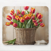 Tapis De Souris Tulipes de printemps dans le panier d'osier (Devant)
