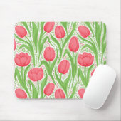 Tapis De Souris Tulipes en rouge et vert (Avec souris)