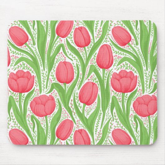 Tapis De Souris Tulipes en rouge et vert (Devant)