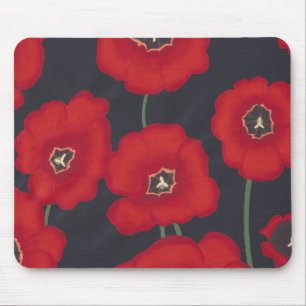 Tapis De Souris Tulipes rouges brillantes sur noir, Plaquettes de 