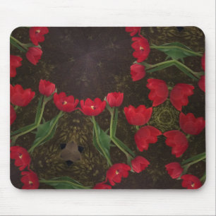 Tapis De Souris Tulipes rouges sur velours vert