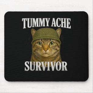 Tapis De Souris Tummy Ache Survivante Chat Mème Drôle Kitten Cadea