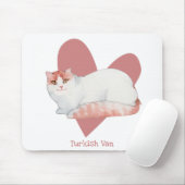 Tapis De Souris Turc Van Chat Aquarelle Kitty Coeur rose (Avec souris)
