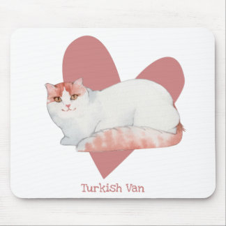 Tapis De Souris Turc Van Chat Aquarelle Kitty Coeur rose