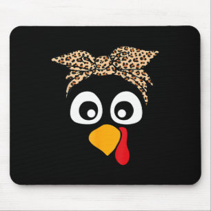 Tapis De Souris Turquie Face Leopard tête femmes Thanksgiving Pil