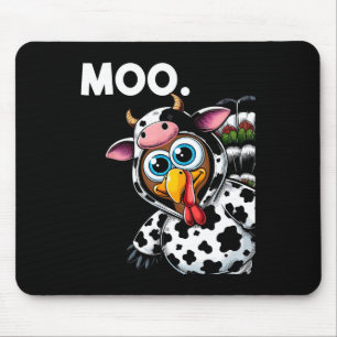 Tapis De Souris Turquie Moo Costume de vache drôle Thanksgiving Ha