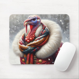 Tapis De Souris Turquie portant un manteau rouge d'hiver