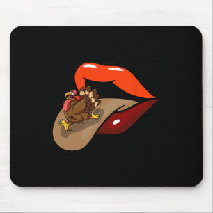 Tapis De Souris Turquie Tongue Out Thanksgiving Day Drôle Lèvres C