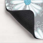 Tapis De Souris Turquoise Argent Blanc Far Daisy Motif Floral (Coin)