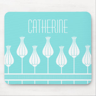 Tapis De Souris Turquoise Art Deco Floral Mousepad