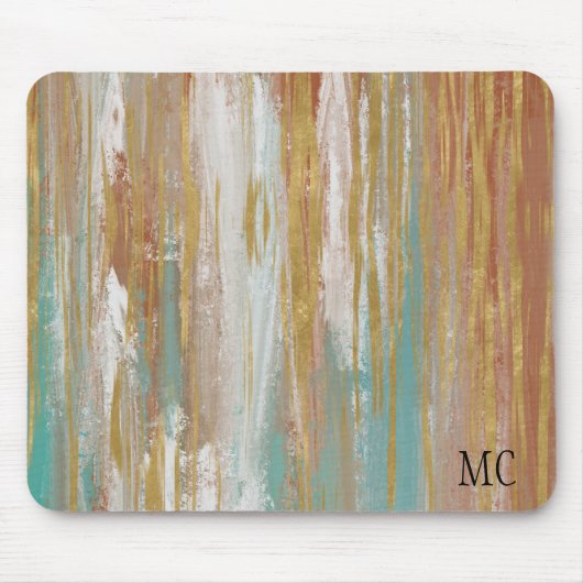 Tapis De Souris Turquoise, blanc, rouge ocre et or Abstrait (Devant)