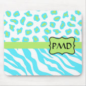 Tapis De Souris Turquoise, Blanc & Vert Zèbre & Cheetah Personnali (Devant)