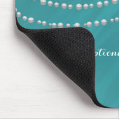 Tapis De Souris Turquoise Bleu & Perles Élégant Glamor Chic (Coin)