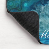 Tapis De Souris Turquoise Blue Agate Geode Nom du monogramme (Coin)