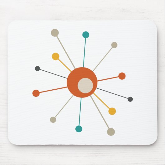 Tapis De Souris Turquoise Brûlé Orange Age atomique Commencé mi-si (Devant)