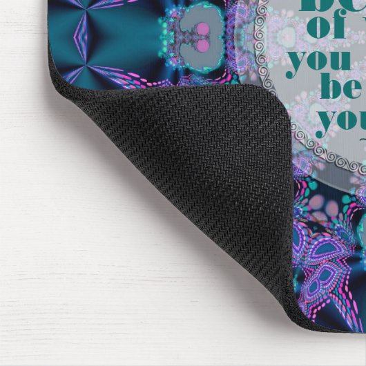 Tapis De Souris Turquoise+Citation d'art géo-fractal violet Mousep (Coin)