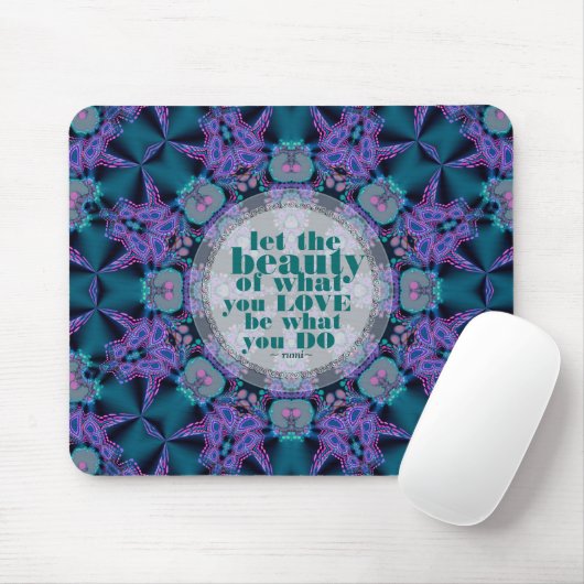 Tapis De Souris Turquoise+Citation d'art géo-fractal violet Mousep (Avec souris)