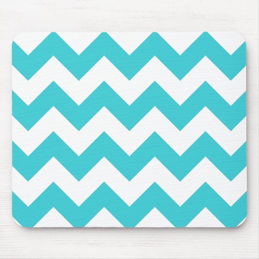 Tapis de souris turquoise et blanc de Chevron (Devant)