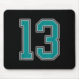 Tapis De Souris Turquoise Et Blanc Numéro 13 Joueur Jersey Uniform
