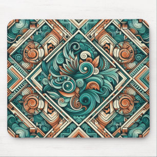 Tapis De Souris Turquoise et Motif en terre cuite d'inspiration az
